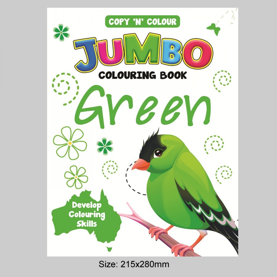 64 Pages Copy \'N\' Colour Jumbo Colouring Book GREEN (MM76342)